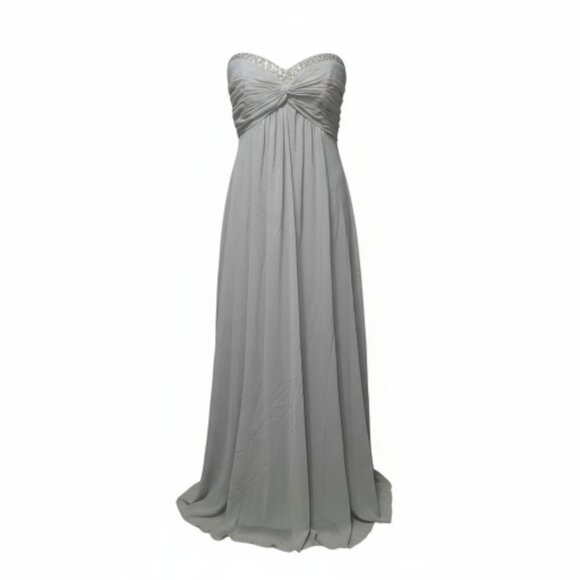 David’s Bridal Bridesmaid Prom Dress Gray Strapless Lined Size 12 - Picture 2 of 5